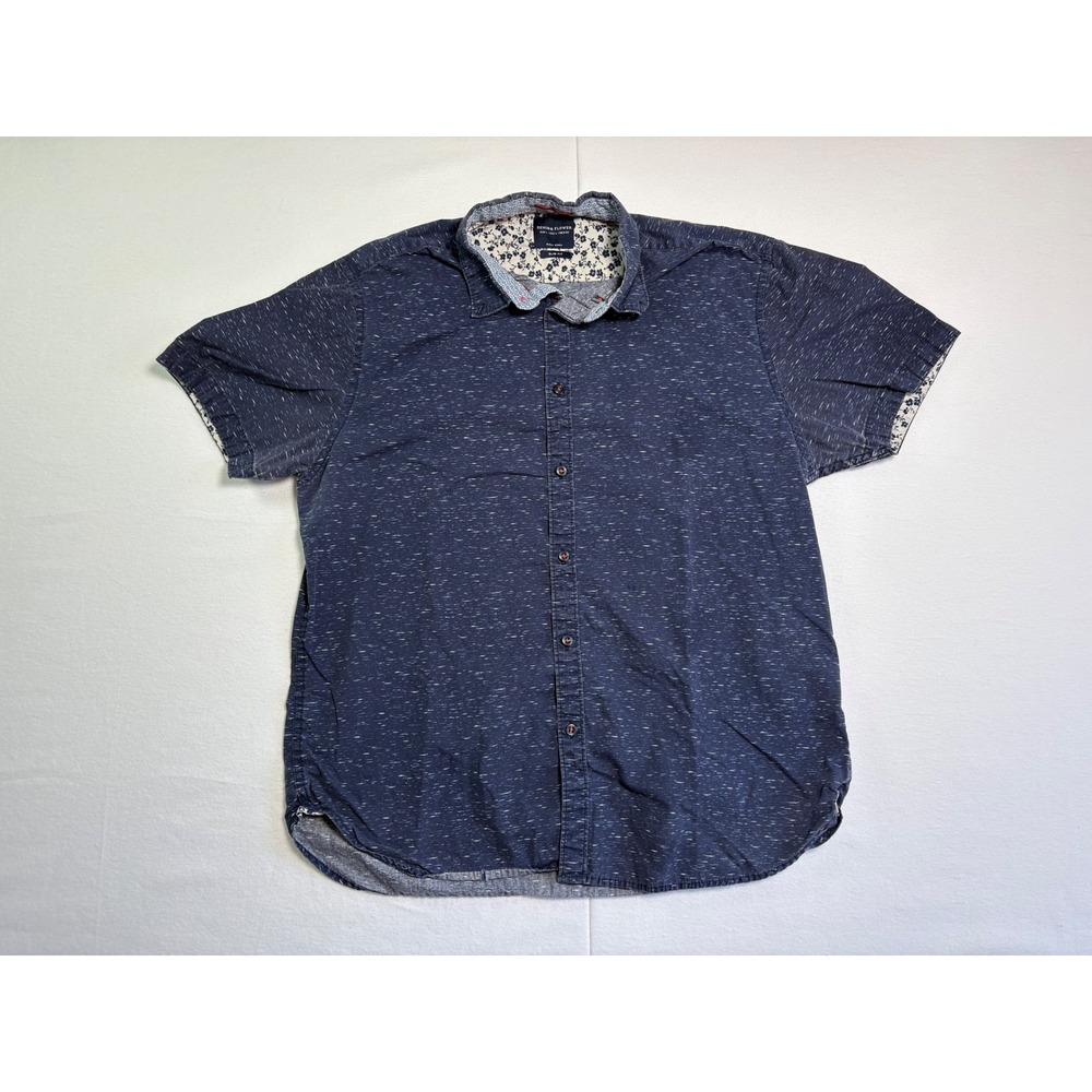 Denim & Flower Ricky Singh Kids Navy Blue Speckled Short Sleeve Slim Fit Shirt L